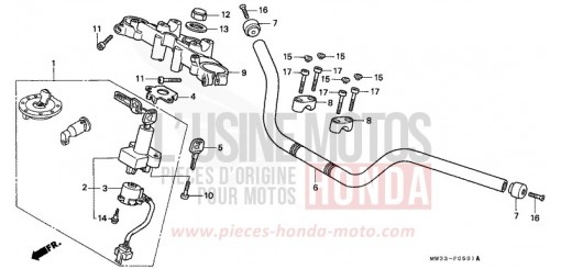 TUBO MANUBRIO/PONTE SUPERIORE (CB750F2) CB750F2R di 1994